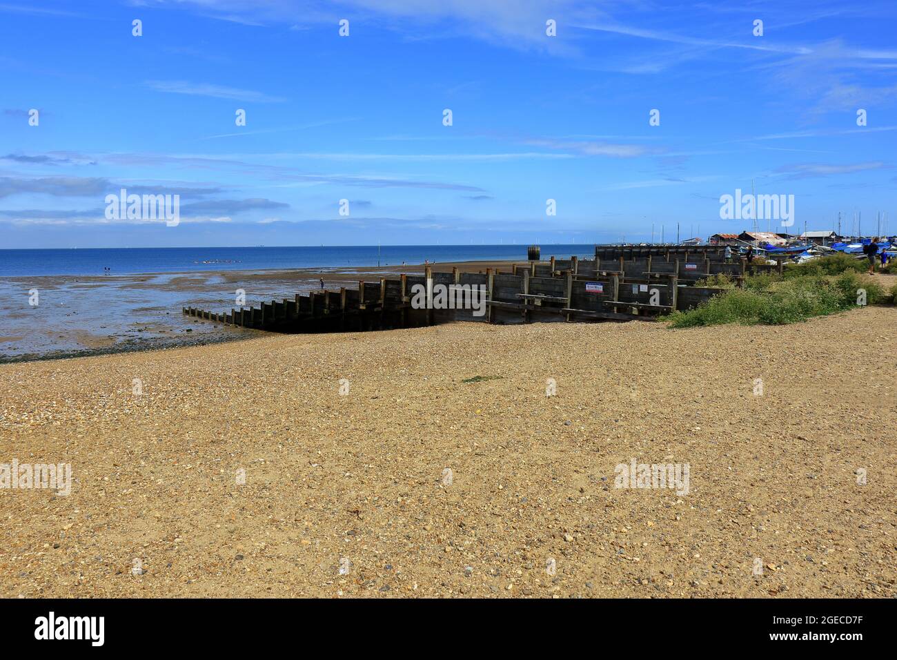 The Pebbled beach at Whitstable on the Kent Coast Stock Photo