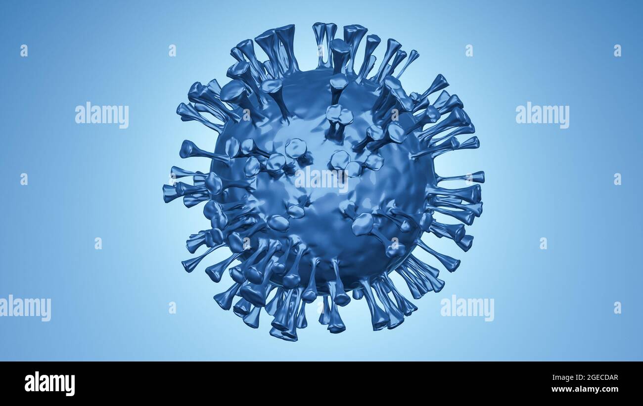 3D illustration of Covid-19 Coronavirus Delta Cell, visualization of sars-cov-2 model, global pandemic flu awareness Stock Photo