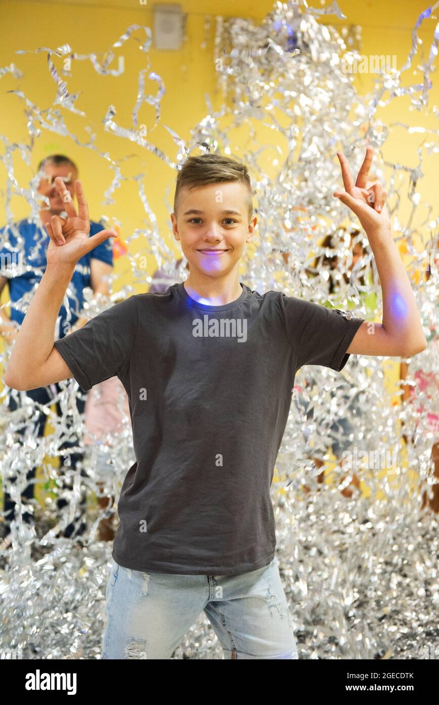 Young boy happy birthday celebrating Stock Photo - Alamy