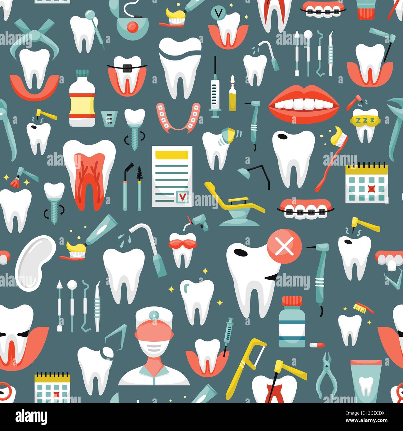 Vector seamless pattern with dentistry icons. Dental background Stock  Vector Image & Art - Alamy