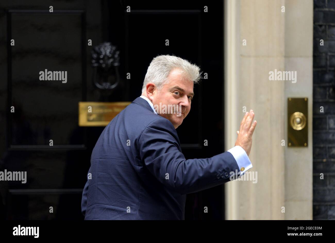 Brandon Lewis MP (Northern Ireland Secretary) in Downing Street for a meeting with the Prime Minister, 18th August 2021 Stock Photo