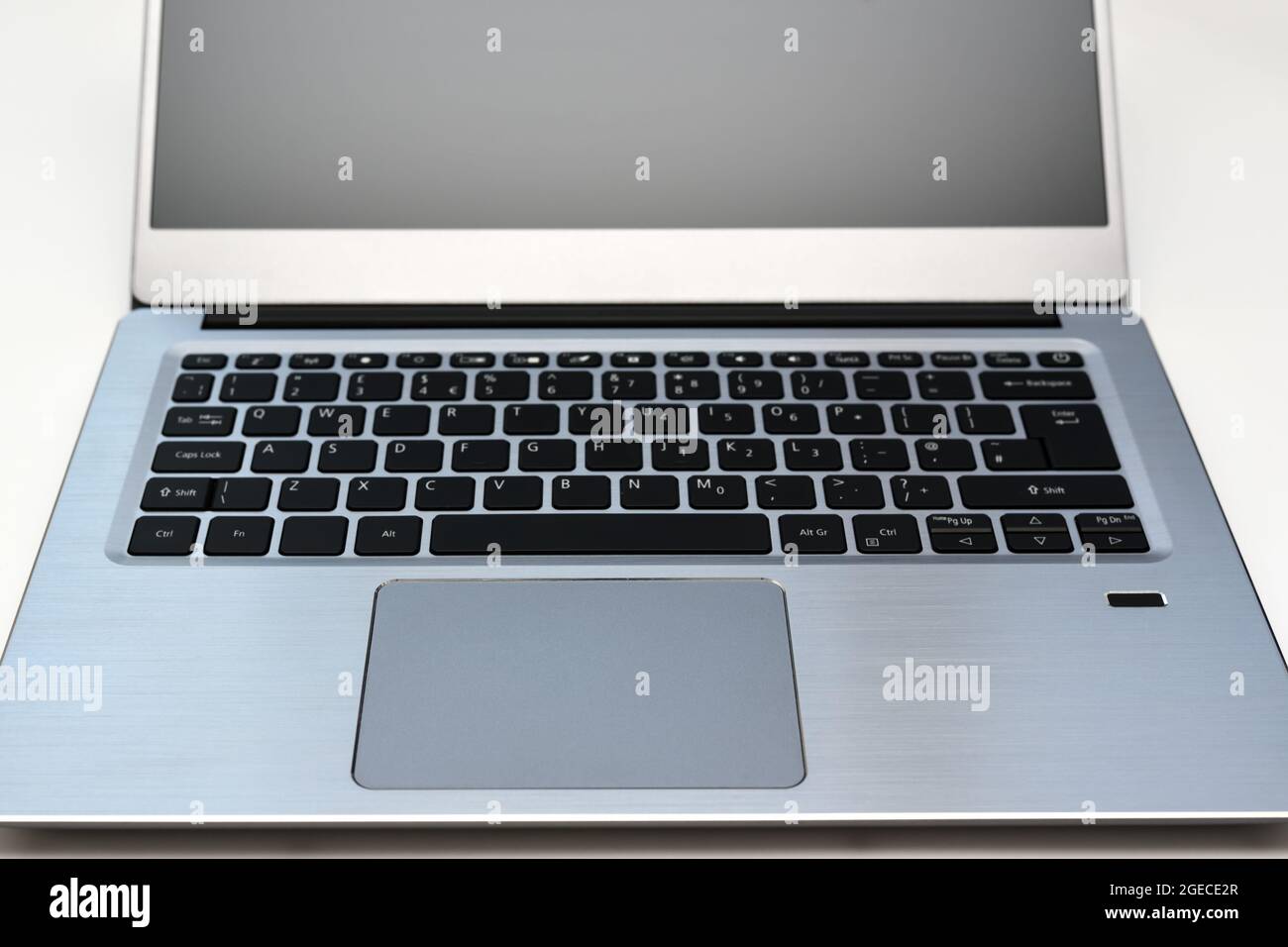 Keyboard of portable computer laptop with English layout and touchpad