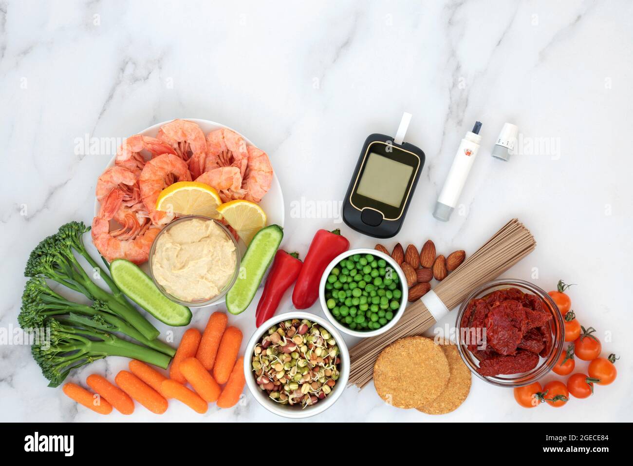 Low glycemic diabetic health food with blood sugar testing equipment