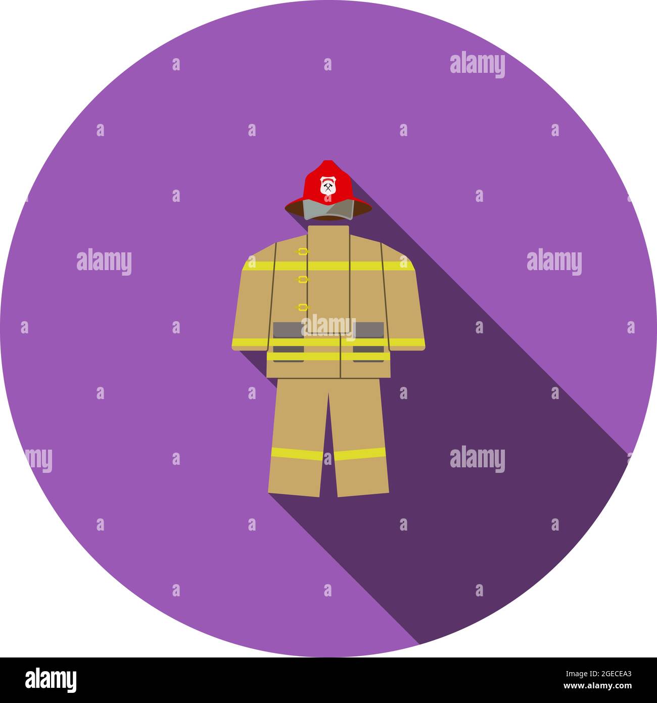 Fire Service Uniform Icon. Flat Circle Stencil Design With Long Shadow. Vector Illustration. Stock Vector