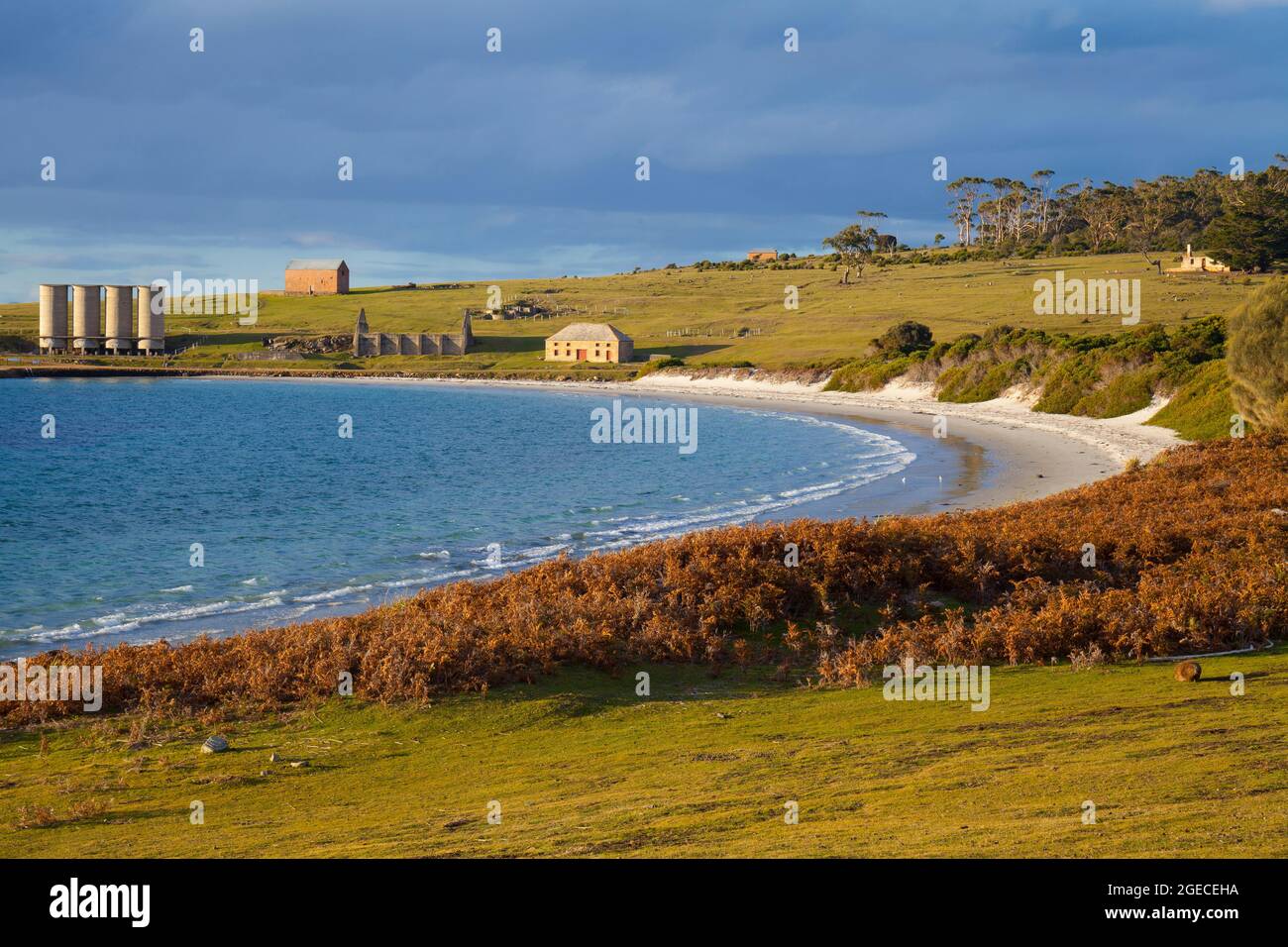 View across Darlington Bay - Maria Island National Park - Tasmania - Australia Stock Photo