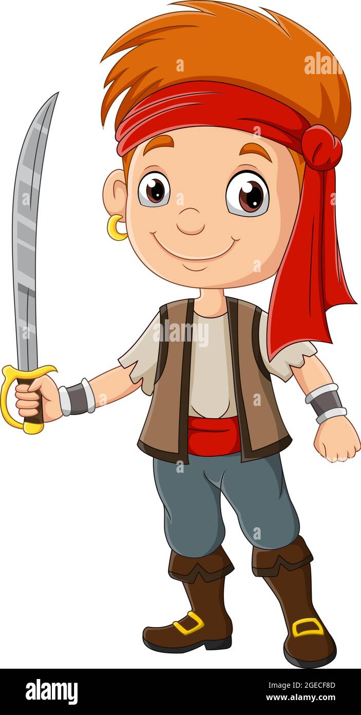 Cartoon pirate boy holding a sword Stock Vector Image & Art - Alamy