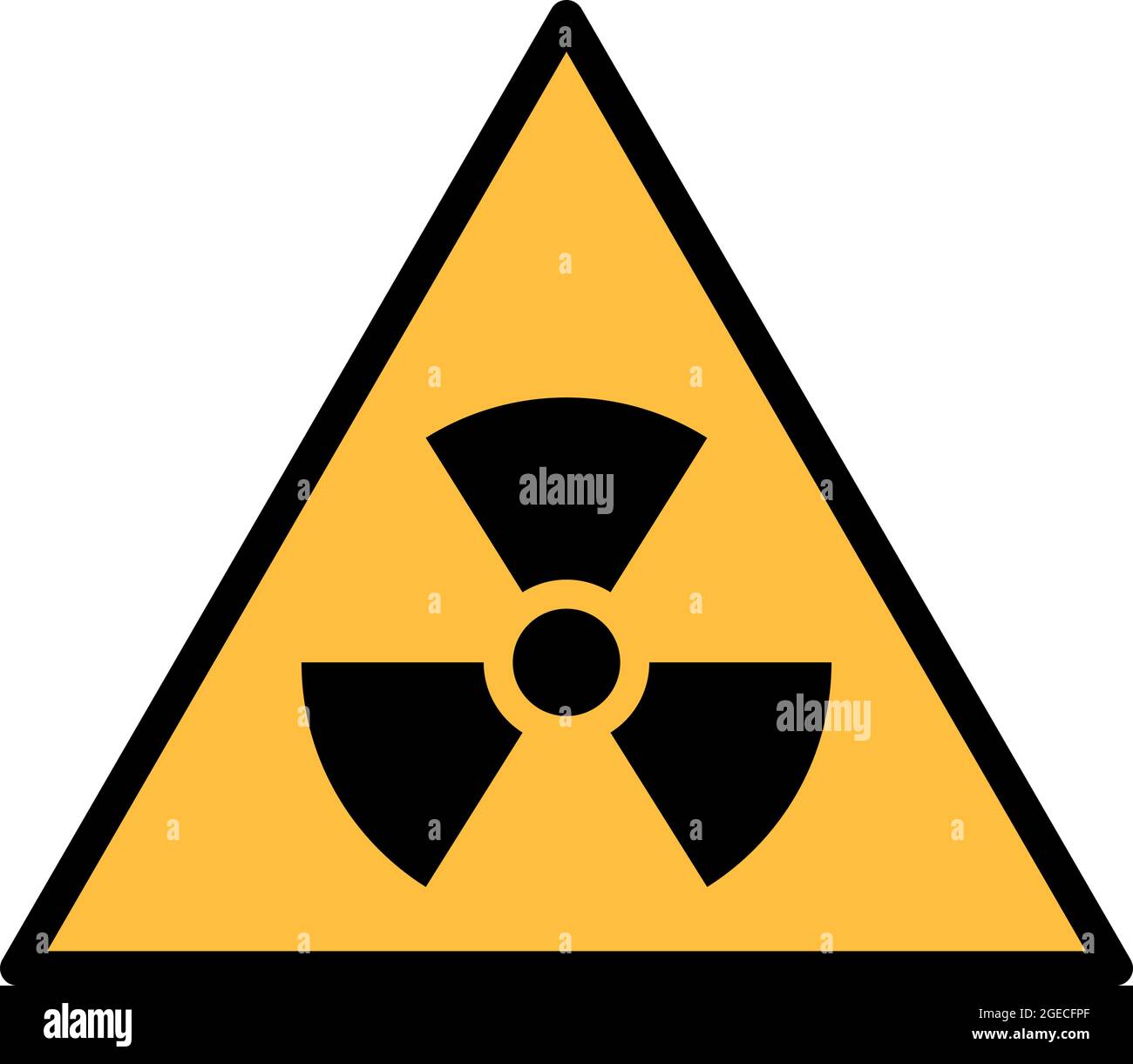 Radioactive material sign. Symbol of radiation alert, hazard or risk. Simple flat vector illustration in black and yellow. Stock Vector