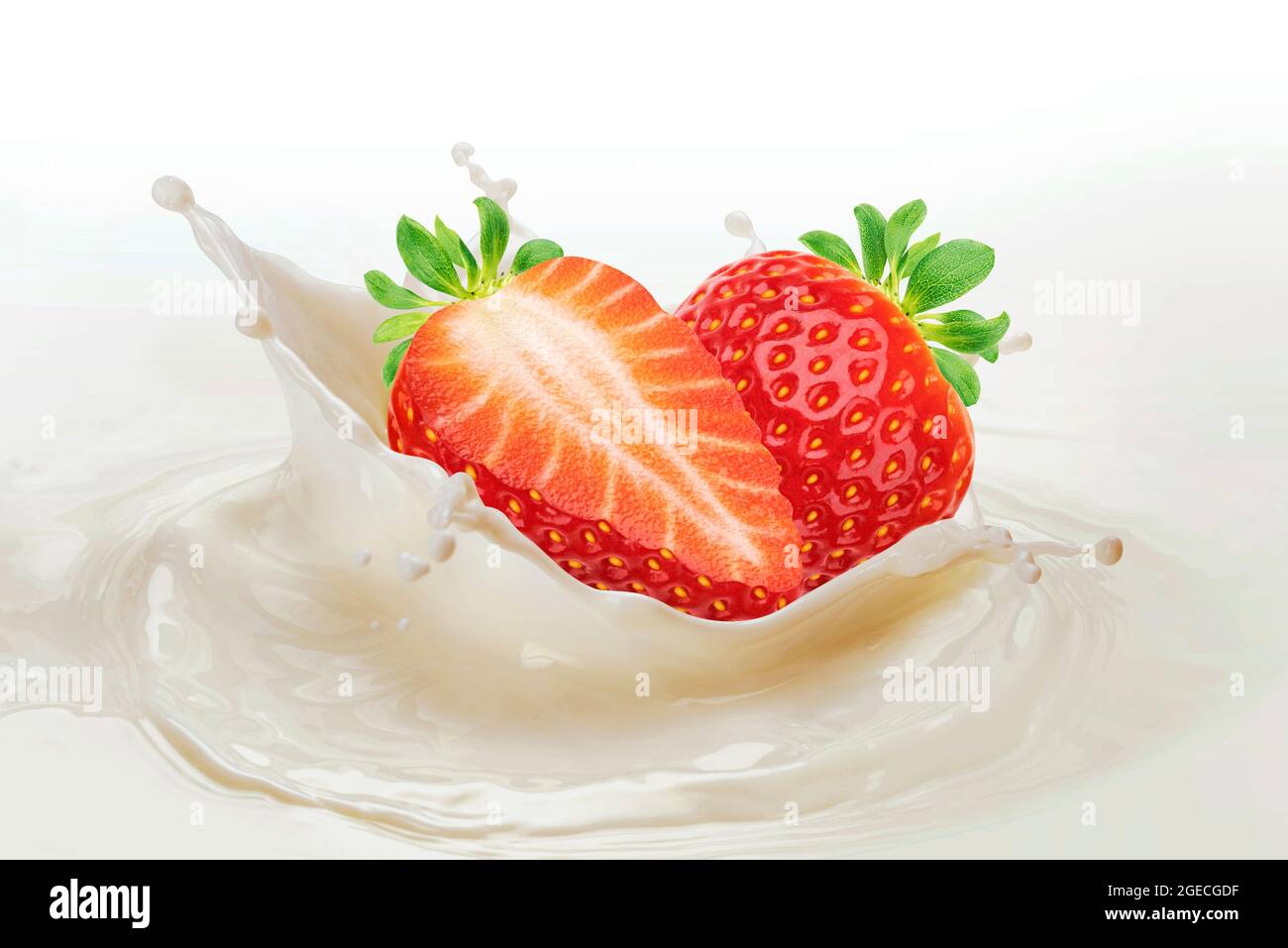 Strawberries falling cream milk splashing hi-res stock photography and  images - Alamy