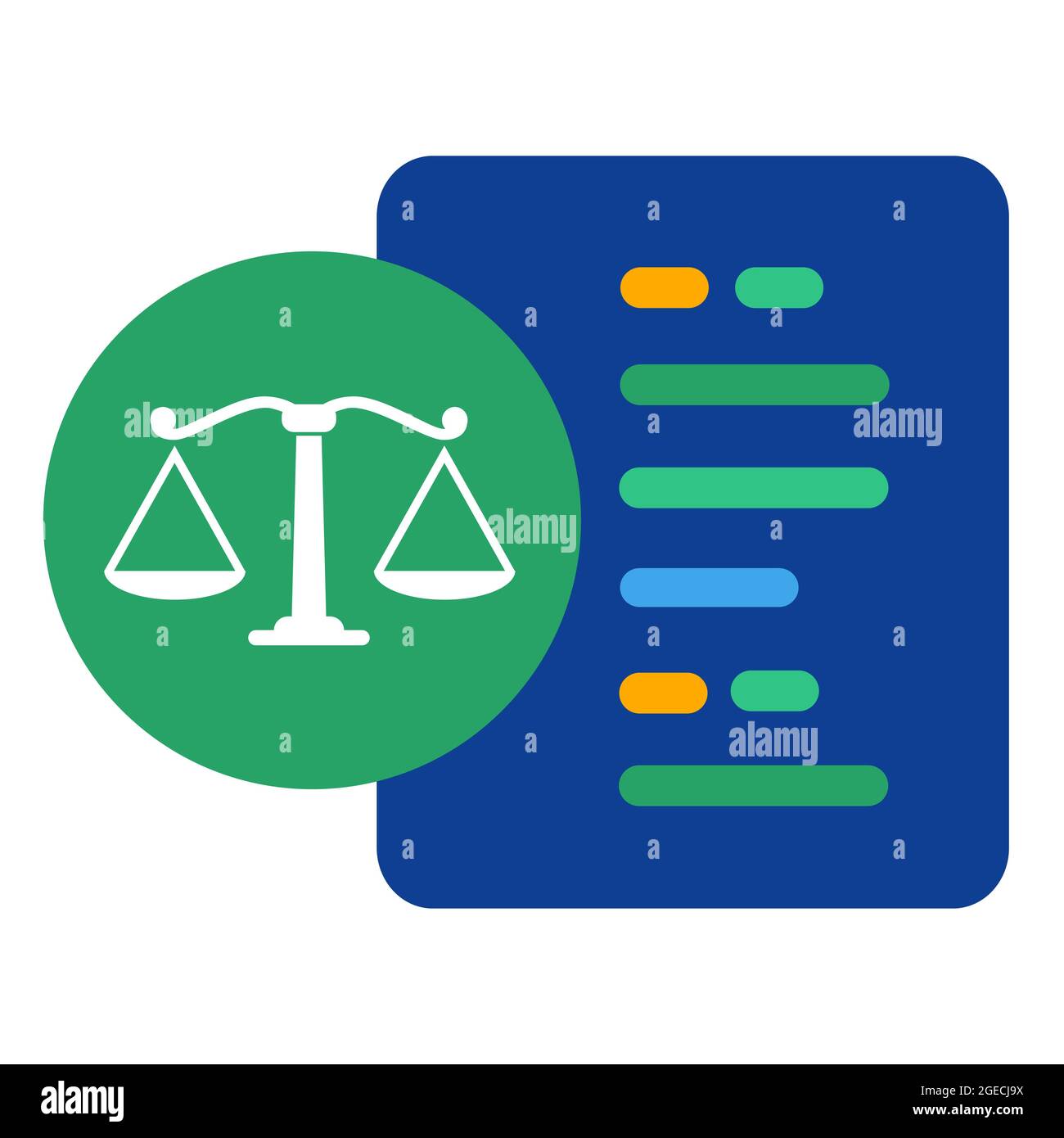 algorithm making decision thinking analyzing consider make judgement concept of code in law Stock Vector