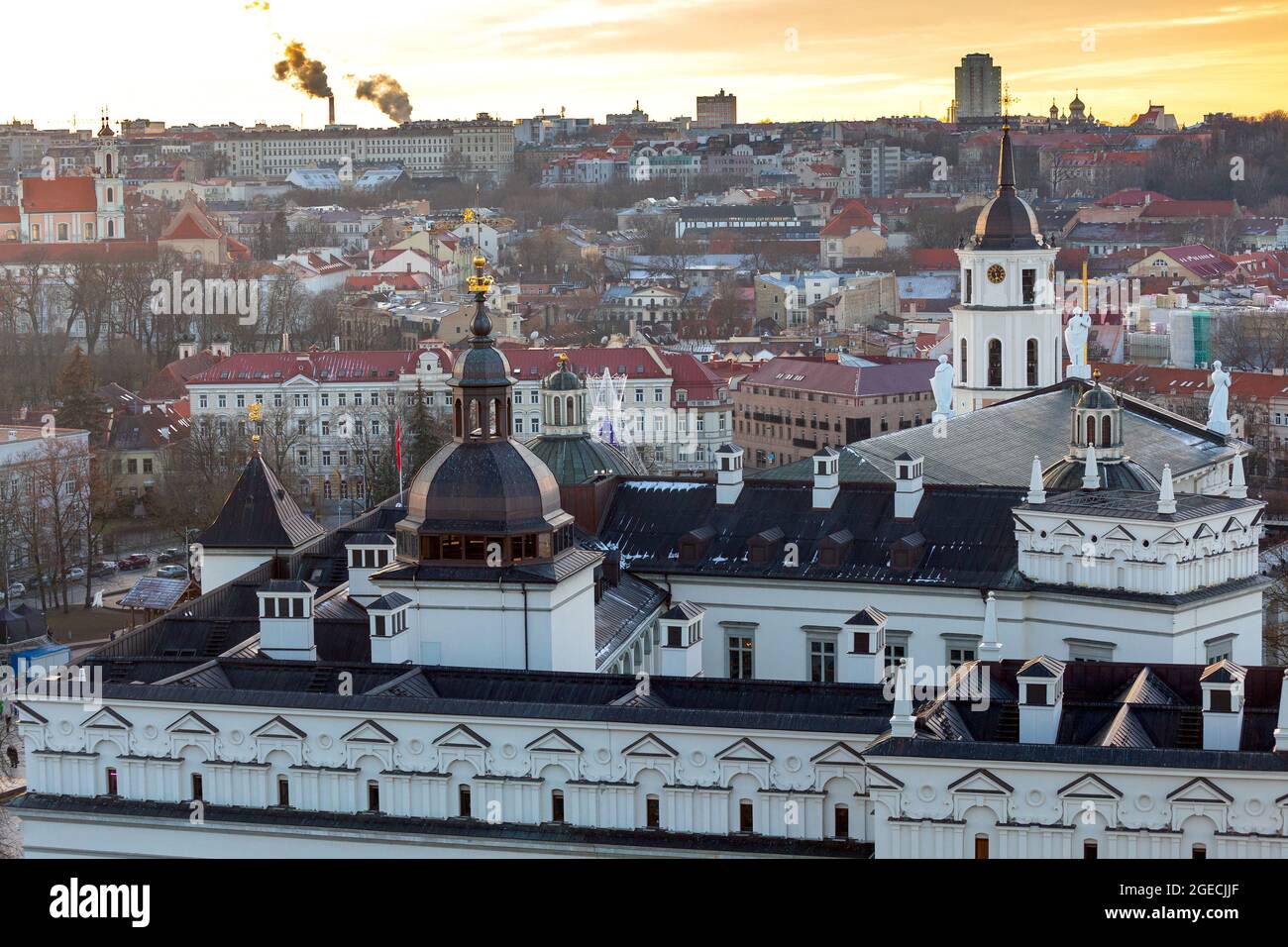 A view of the historical center of Vilnius from the hill. Lithuania. Stock Photo