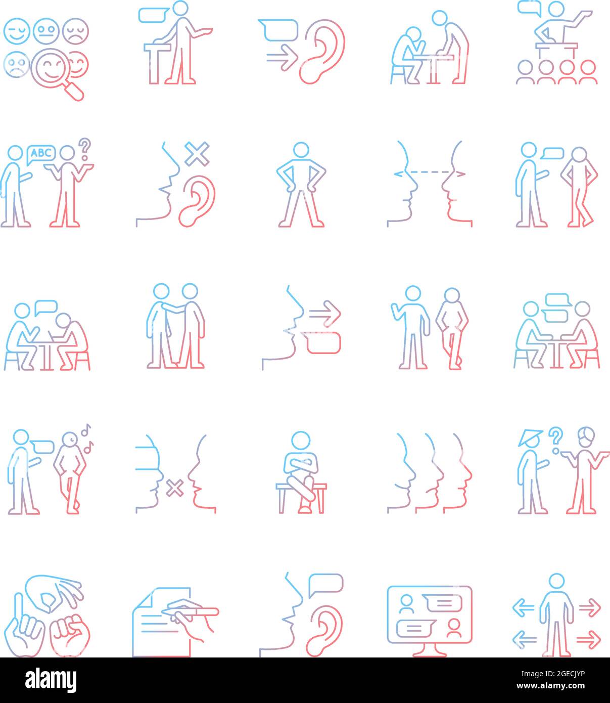 Communication channel gradient linear vector icons set Stock Vector ...