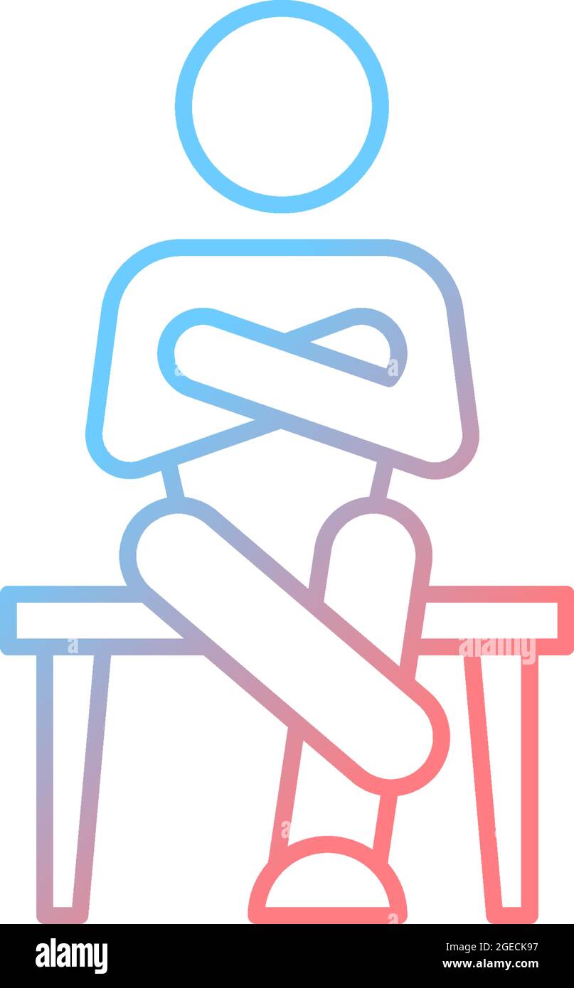Closed body language gradient linear vector icon Stock Vector