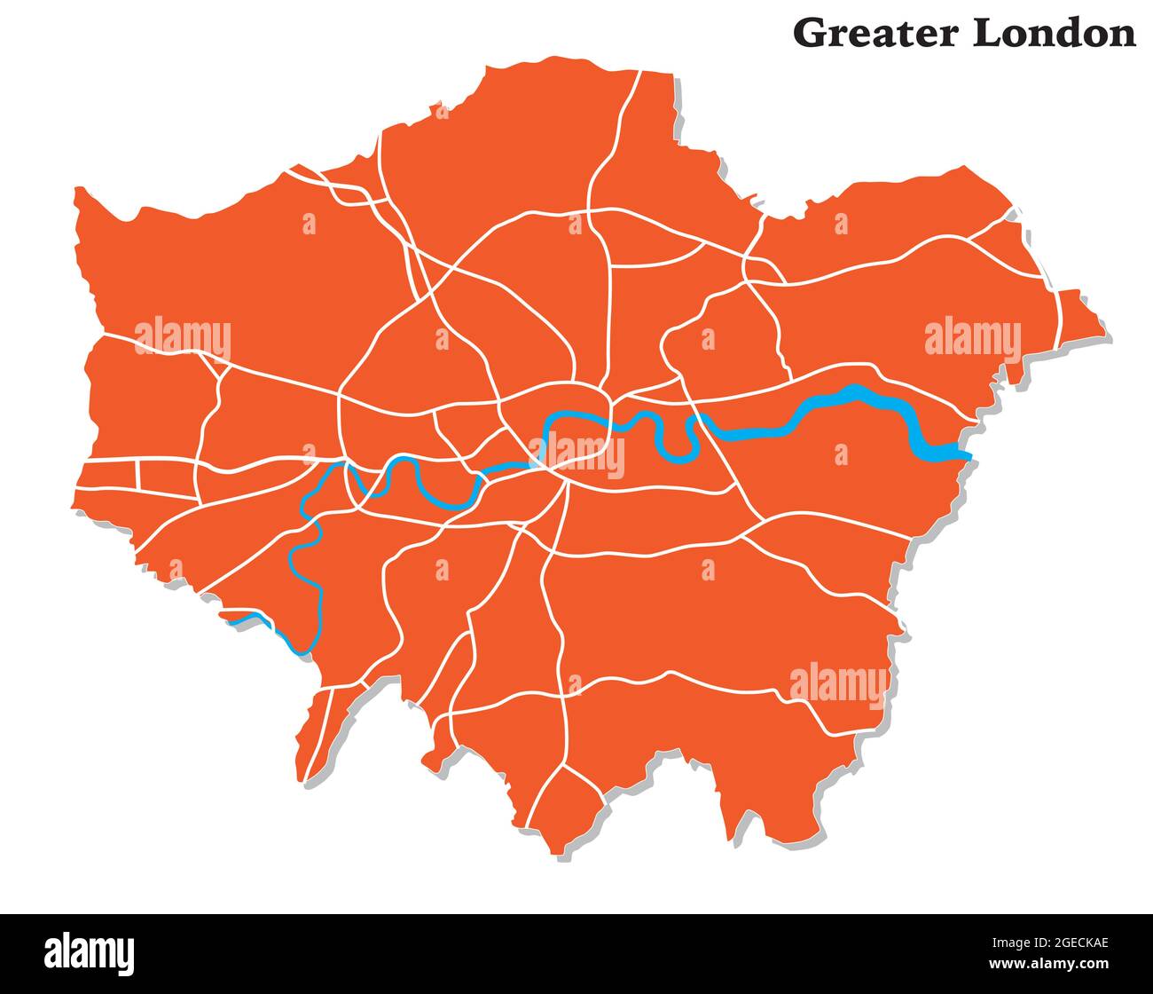 vector map of greater london with main roads, uk Stock Vector