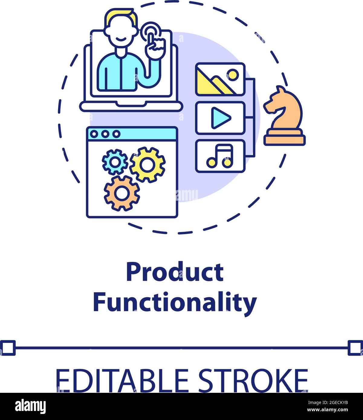 Product functionality concept icon Stock Vector