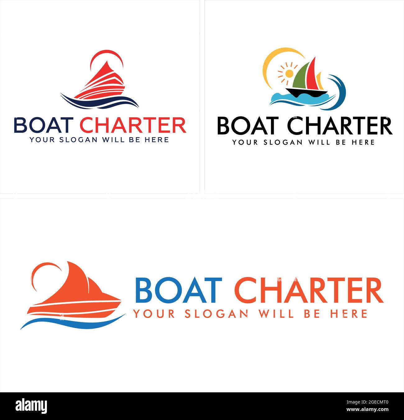 Travel Hotel Boat Rental transportation wave nautical marine logo design Stock Vector