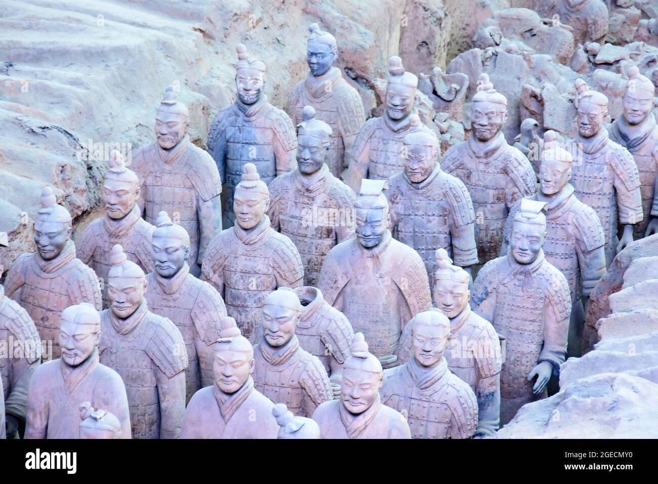 China, Xian Shaanxi, Army of Terracotta Warriors in Emperor Qin Shihuangdis Tomb Stock Photo