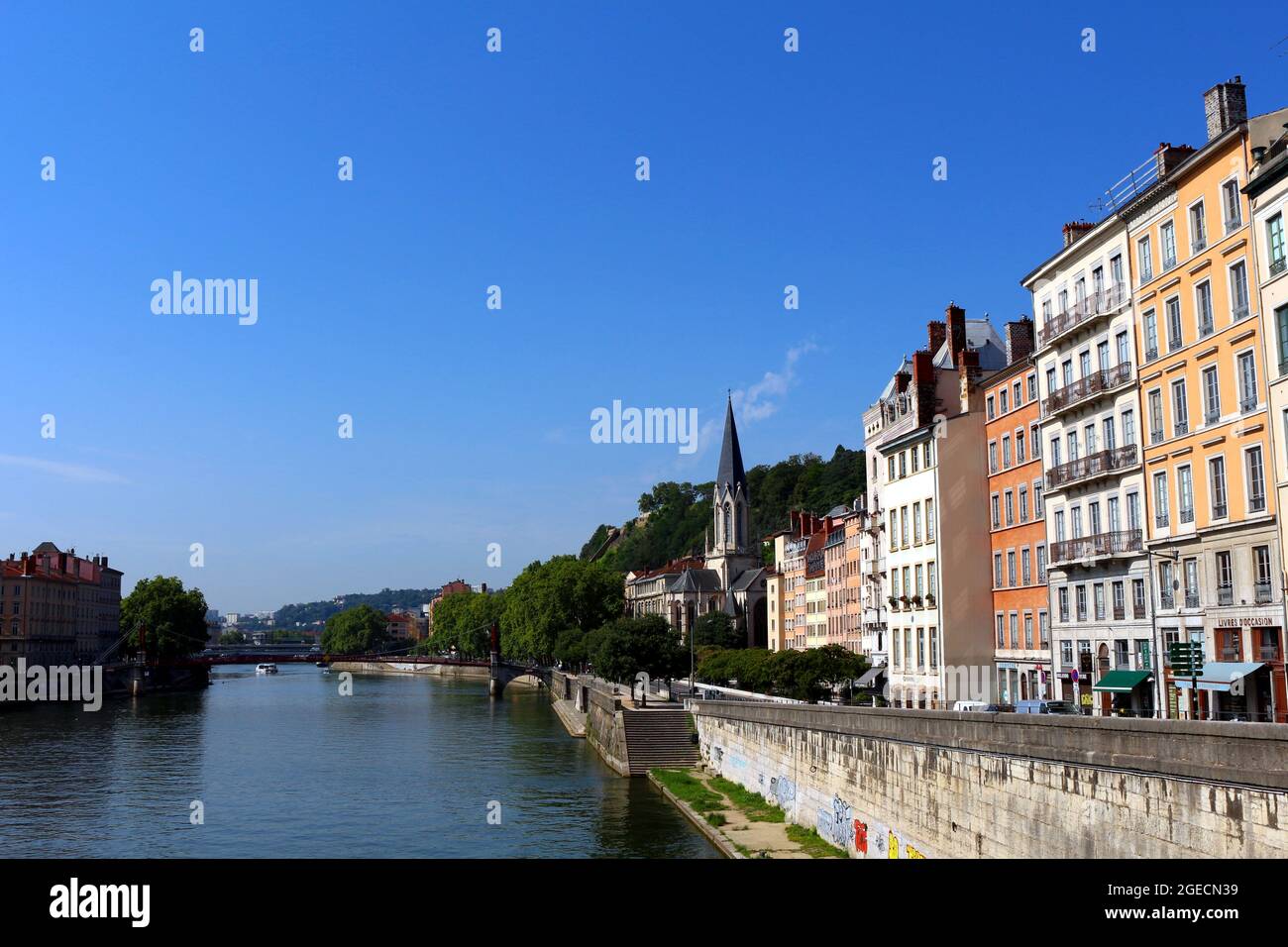 The view down the Saone River Stock Photo