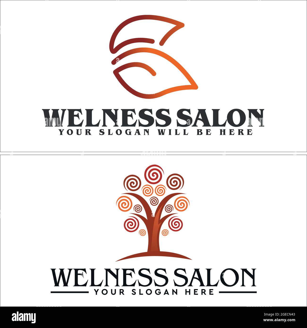 Tree leaf plant icon symbol initial luxury salon wellness logo design Stock Vector