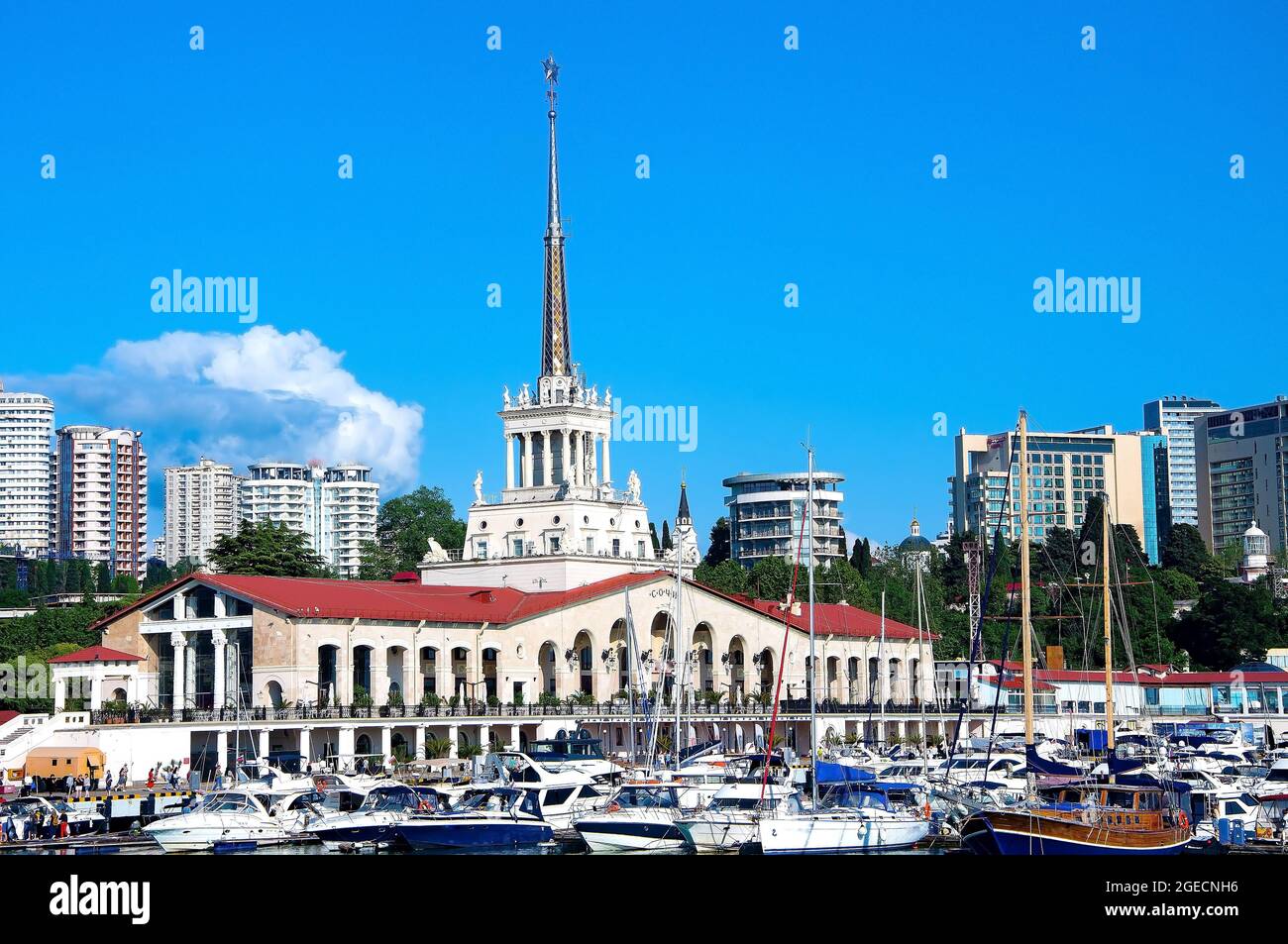 Sochi, Russia - June 1 , 2021: Marine station Port of Sochi, Krasnodar Krai. Stock Photo