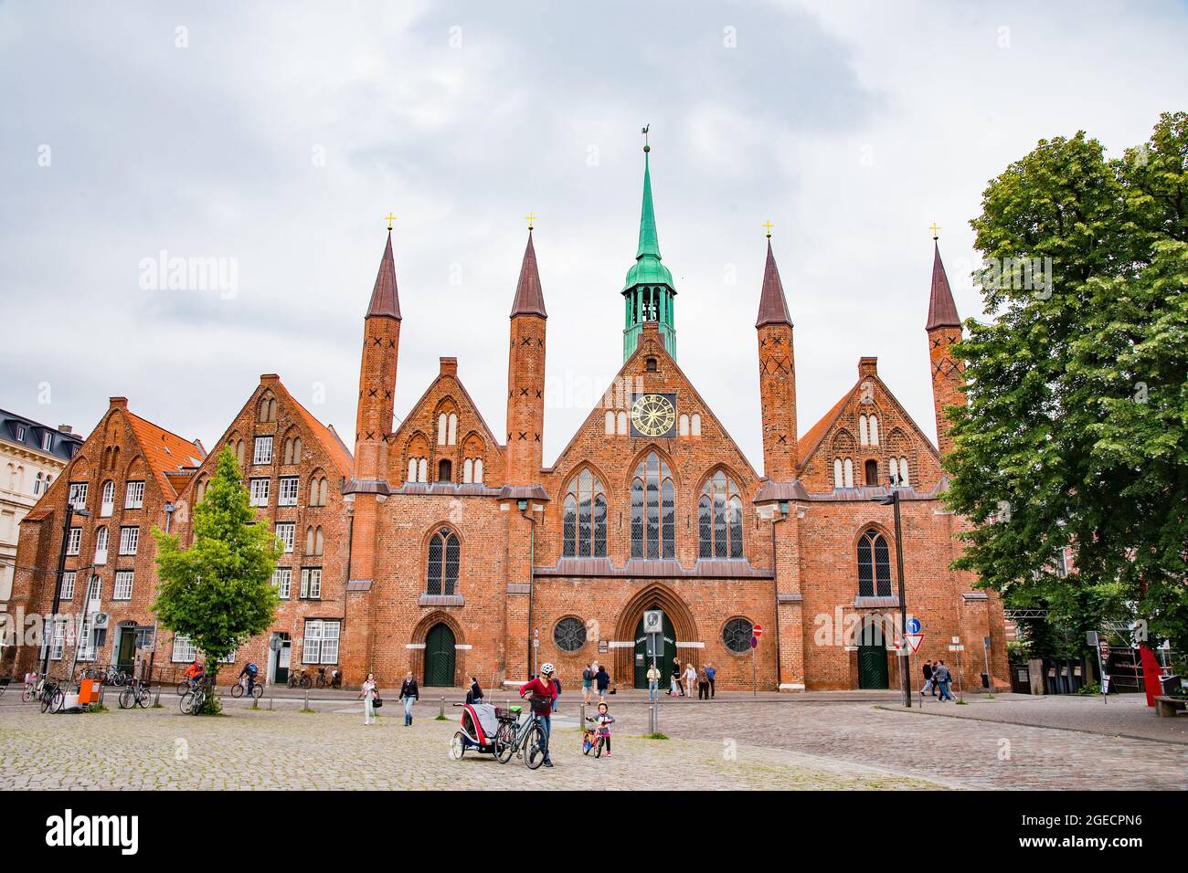 Heiligen Geist Hospital was built in the 13th century and the building still contains a home for the elderly within its walls. Taken in Lubeck, German Stock Photo
