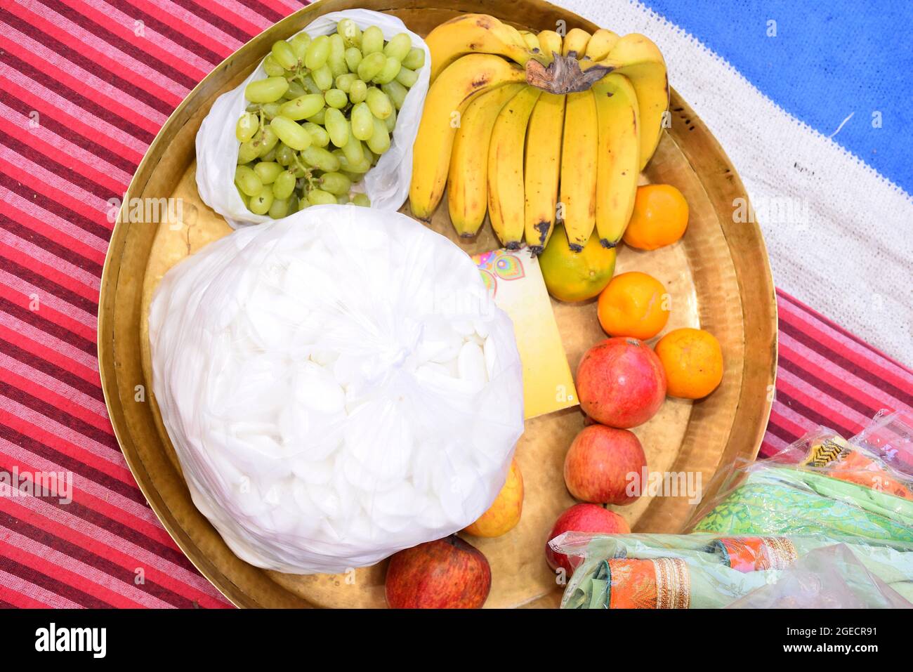 Banana, apple, grapes and oranges, Fruit fruits and sweets adorned in a