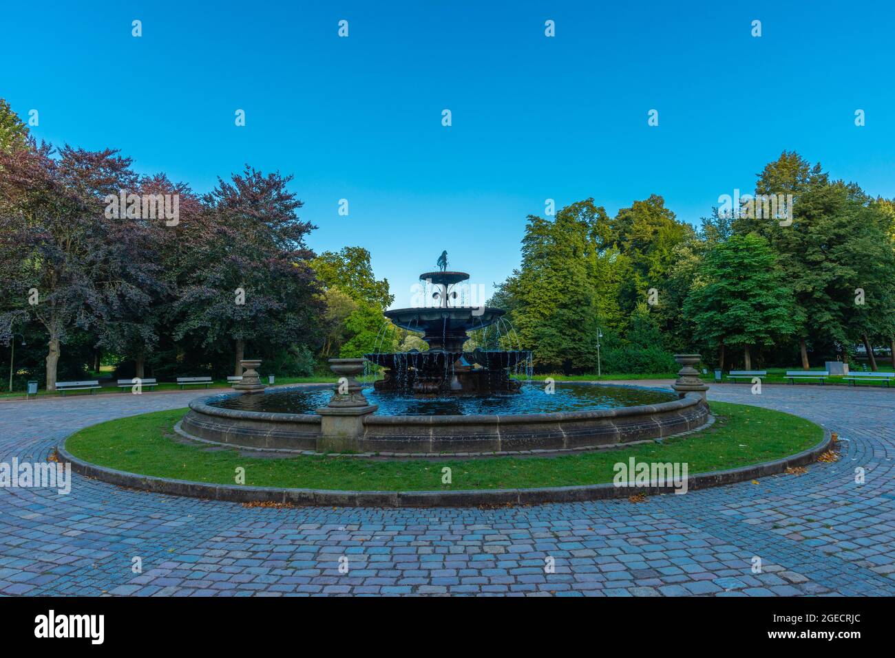 Fountain in the Bürgerpark Hansestadt Bremen or Main City Park Hanseatic City of Bremen, Federal State of Bremen, Northern Germany Stock Photo
