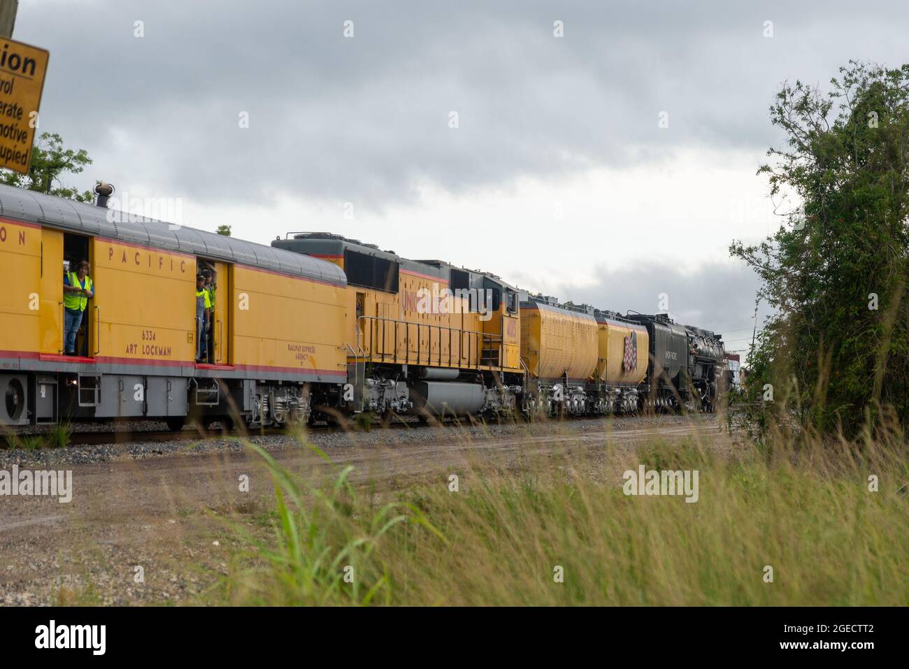 Union Pacific s Big Boy backs up in Beaumont Texas on Wednesday