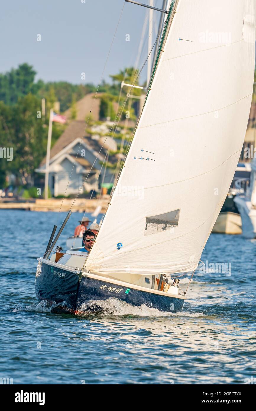 The Sturgeon Bay Yacht club holds sailboat races every Thursday night from May through October, in the channel between Lake Michigan and Green Bay. Stock Photo