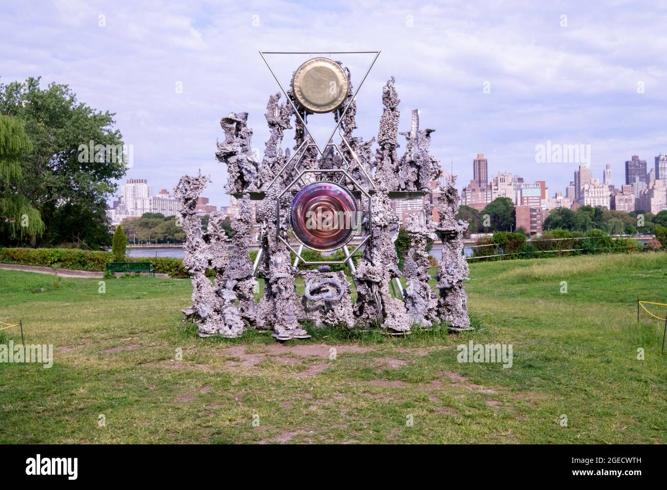 Planeta Abulex, a large sculpture on the theme of healing by Guadalupe Maravilla. At Socrates Sculpture Park in Long Island City, Queens New York. Stock Photo