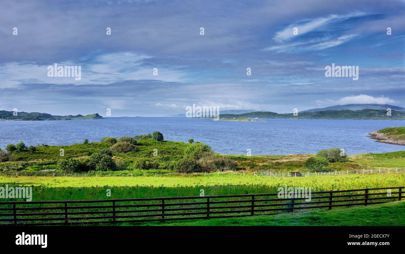 Bright and sunny view across Loch Melfort. Argyll and Bute Stock Photo