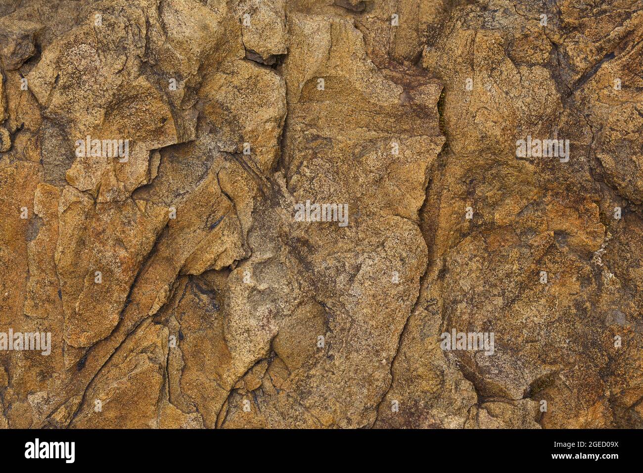 Sandstone texture with uneven fractures, close-up, high resolution. Macrophoto. Stock Photo