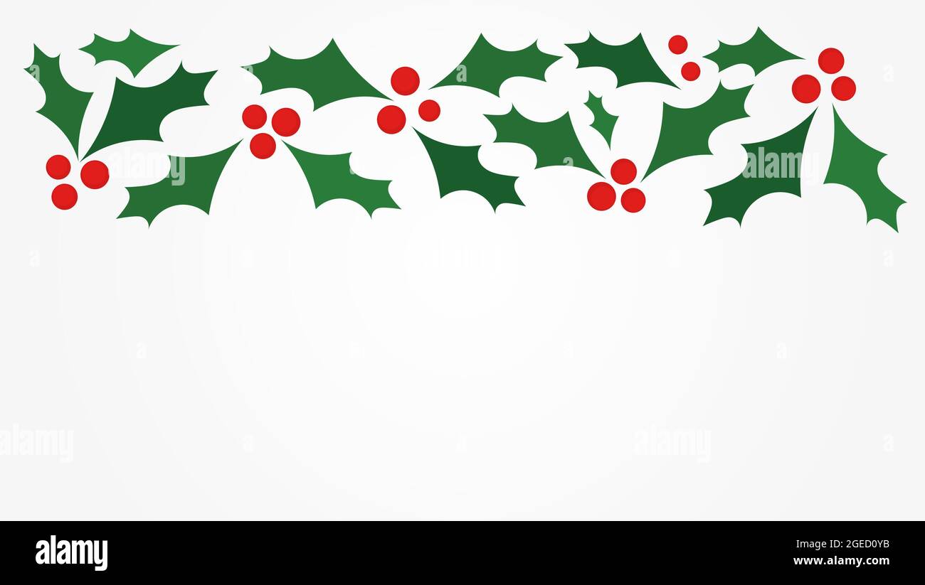 Christmas holly berries border background. Vector illustration Stock ...