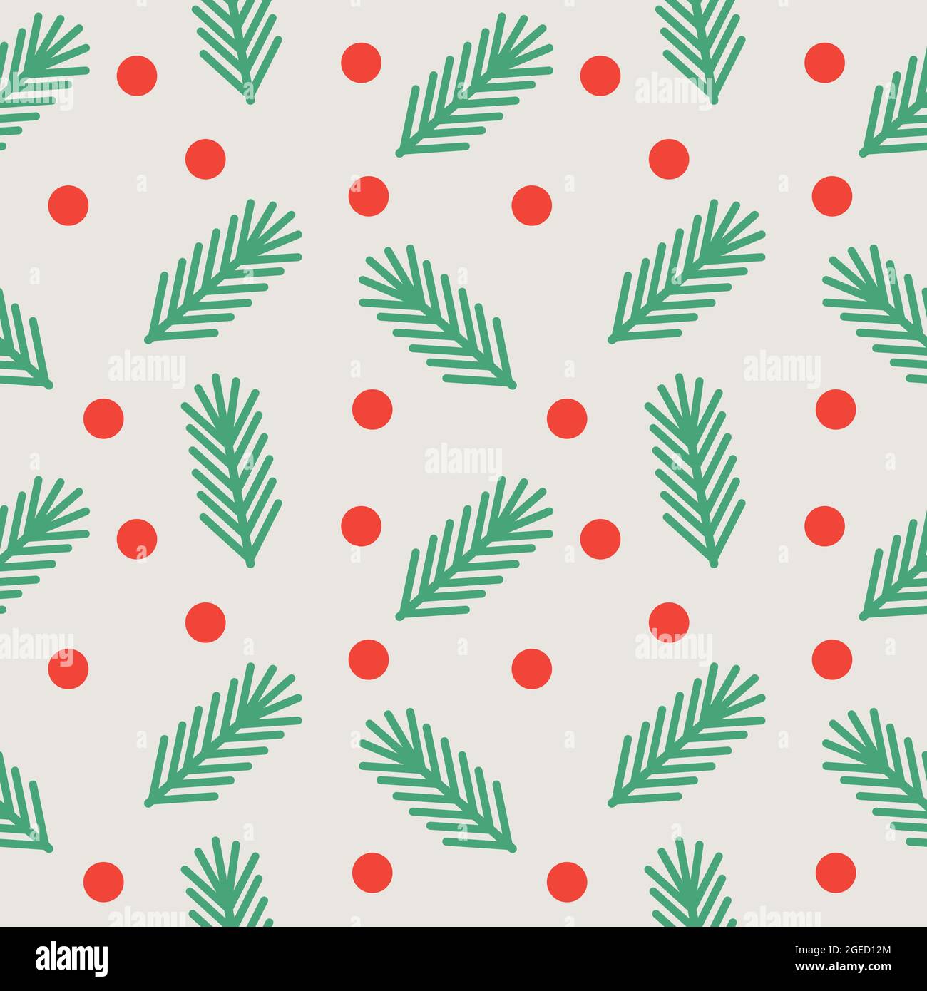 Christmas tree fir branches and berries seamless pattern. Vector ...