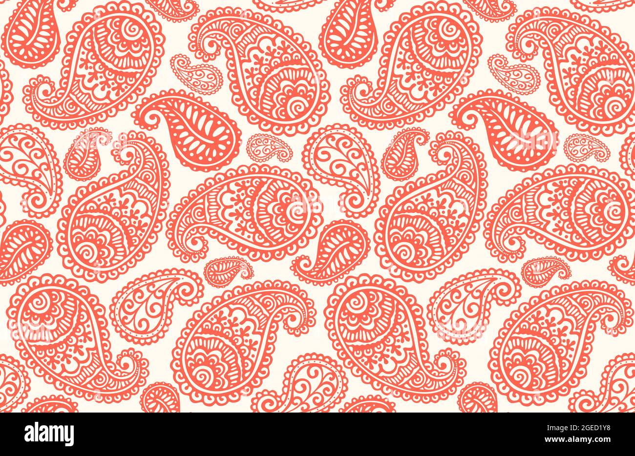 Seamless pattern with Paisley motifs Stock Photo