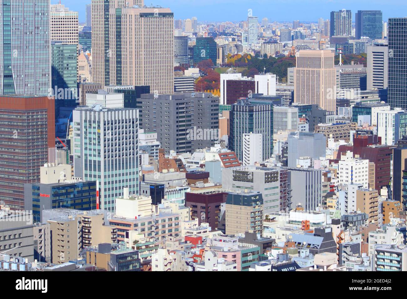 TOKYO, JAPAN - DECEMBER 2, 2016: City view of Tokyo Nishishinbashi district of Minato ward. Tokyo is the capital city of Japan. 37.8 million people li Stock Photo