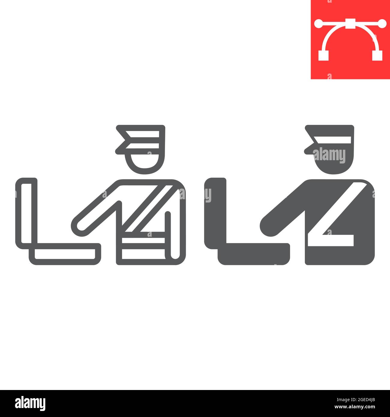 Customs inspection line and glyph icon, security checkpoint and airport, luggage control vector icon, vector graphics, editable stroke outline sign Stock Vector