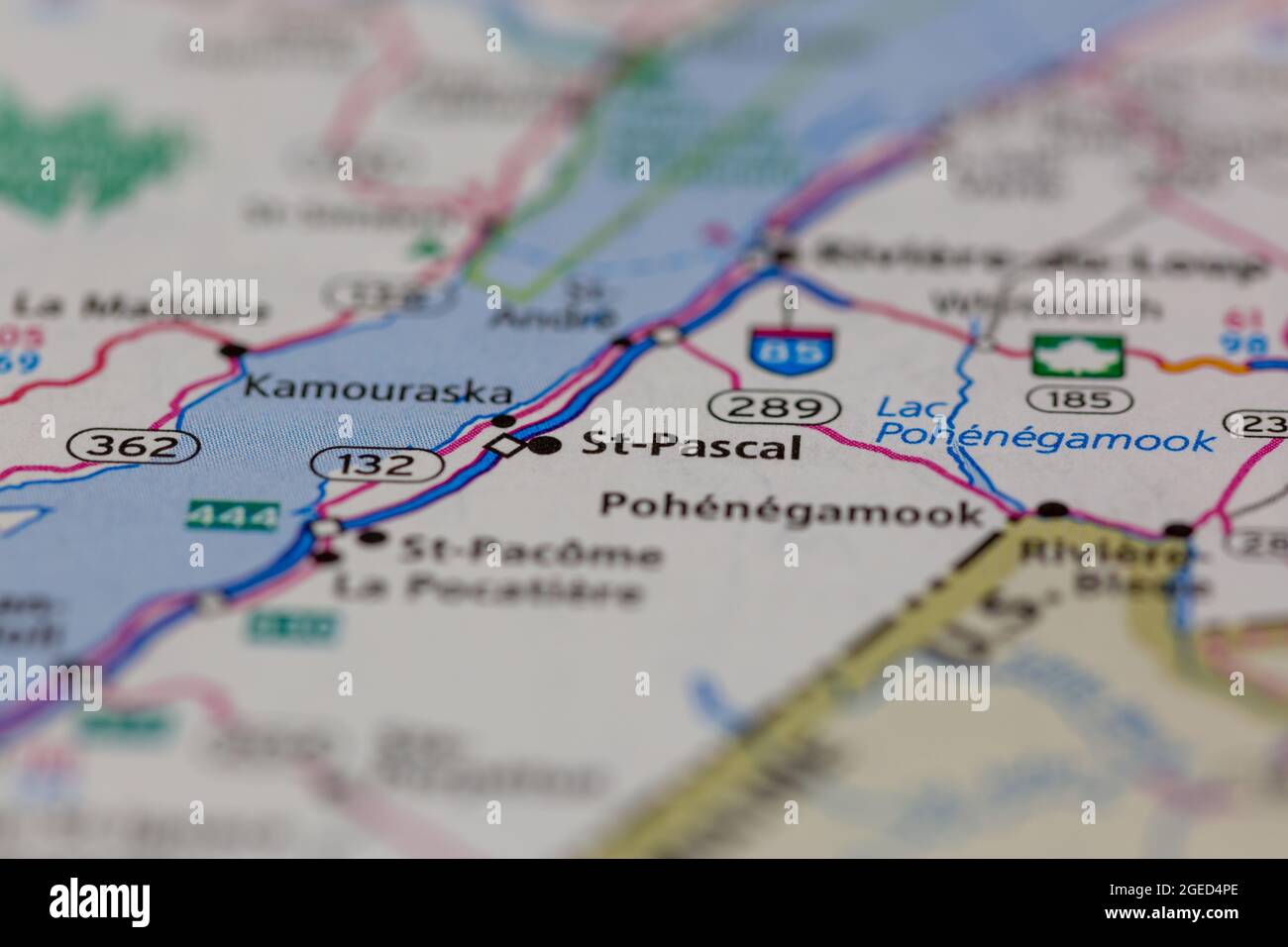 StPascal Quebec Canada shown on a road map or Geography map Stock