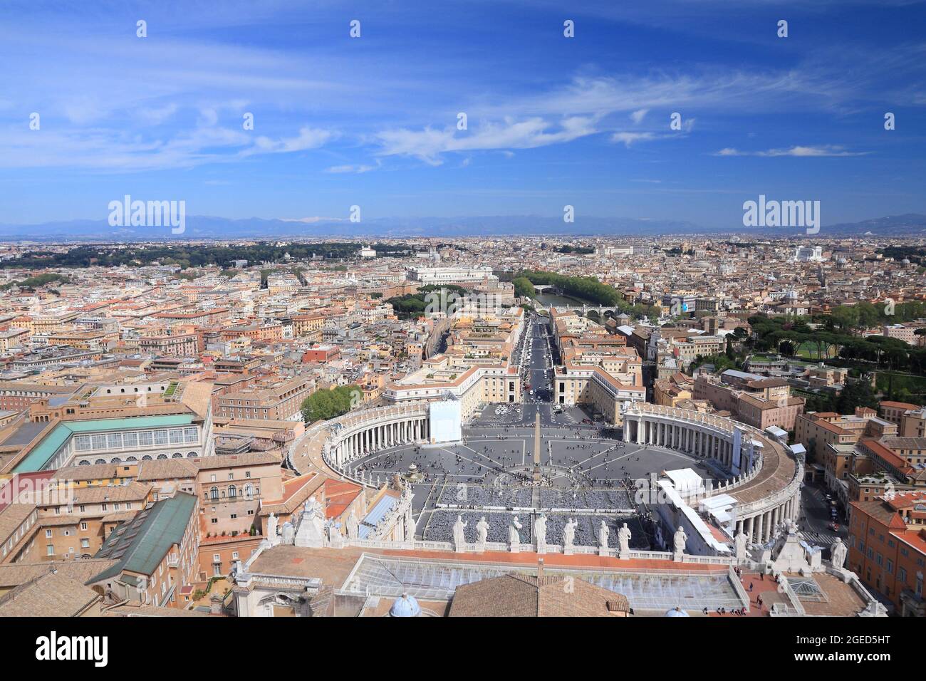 Rome and Vatican City - aerial view of Saint Peter's Square (Piazza San Pietro). Stock Photo