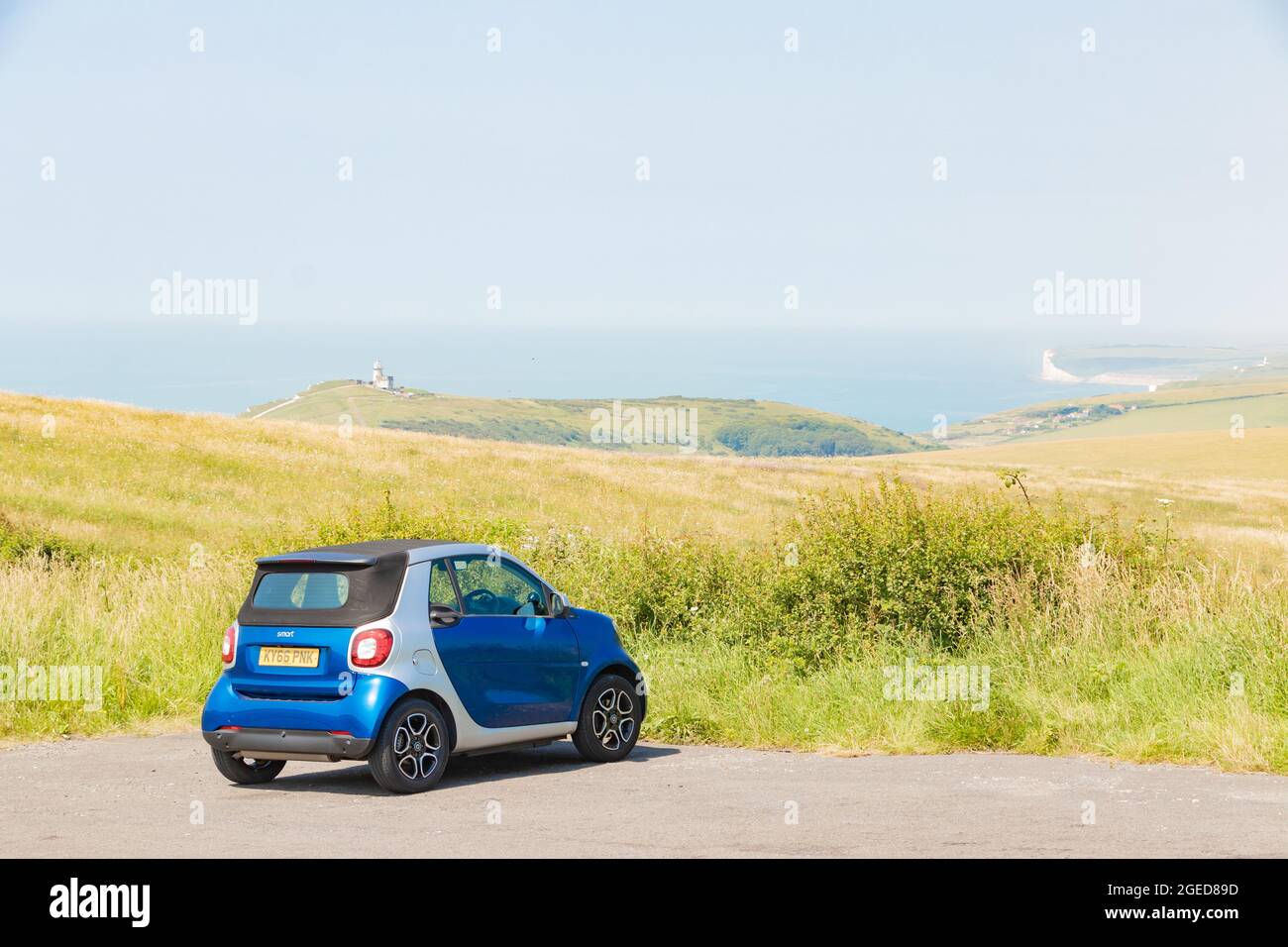 Smart convertible For Two cabriolet near Beachy Head Stock Photo
