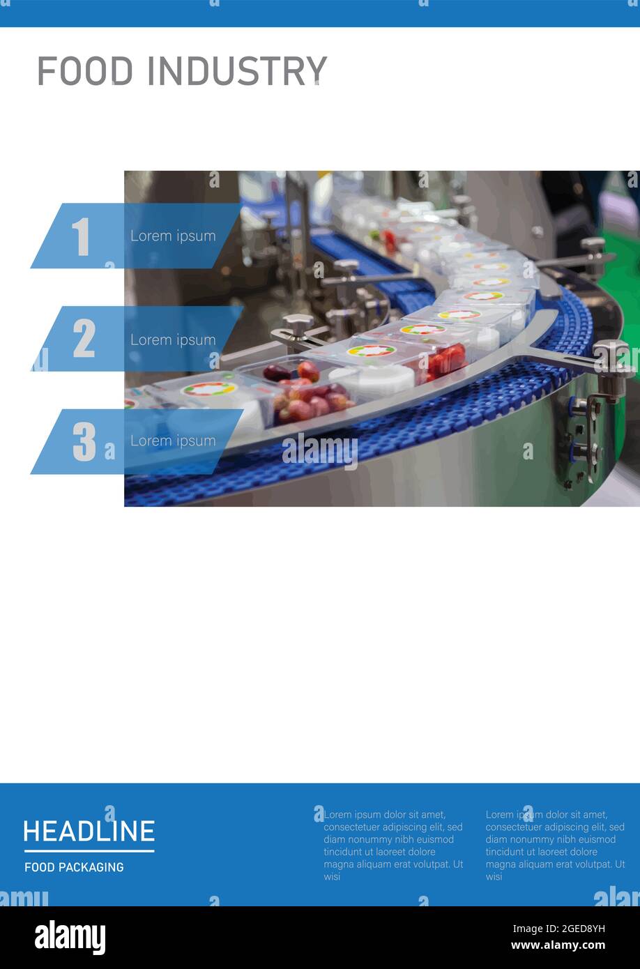 Food industry template design in A4 size. Food processing factory