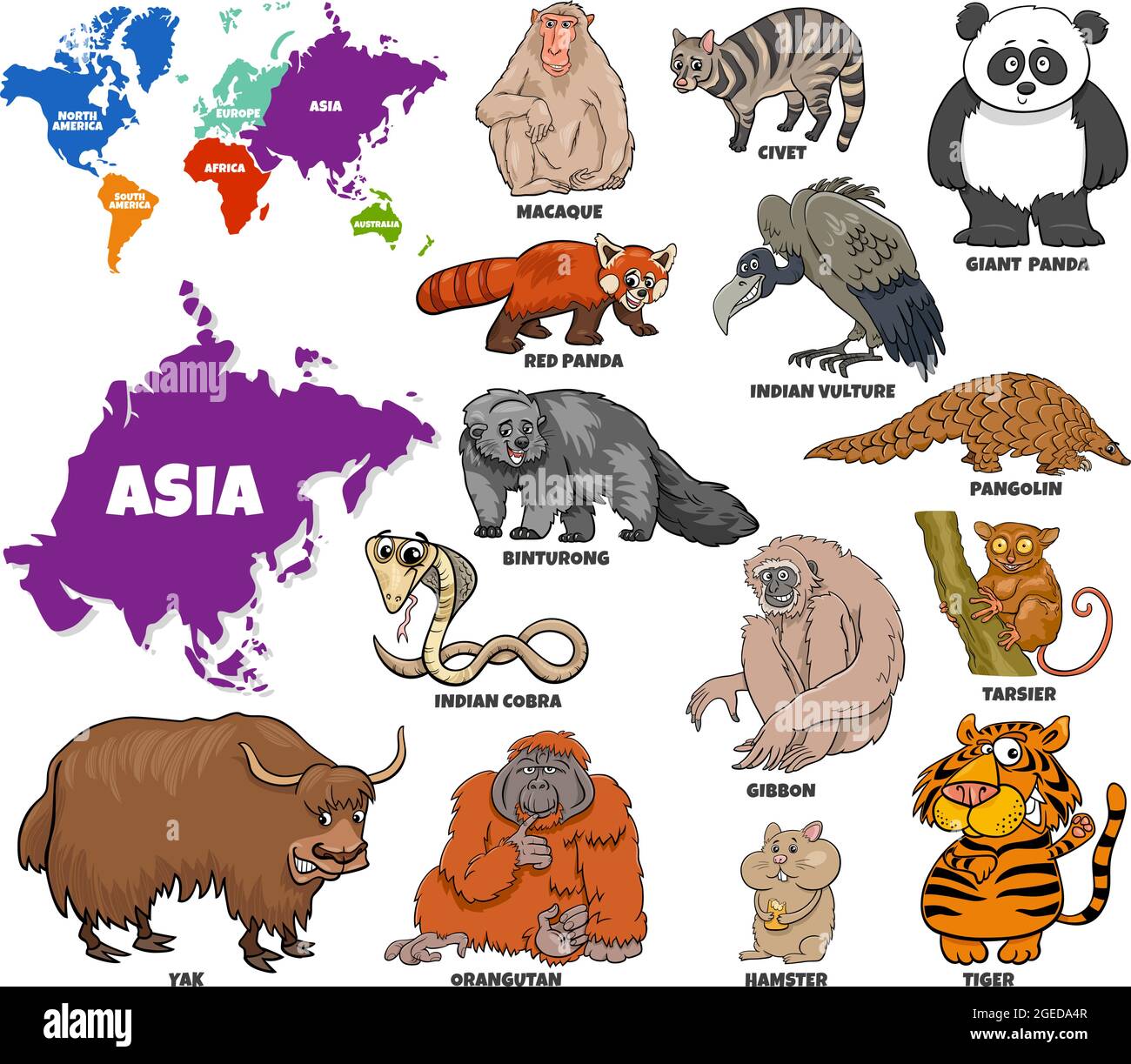 Educational cartoon illustration of Asian animal species set and world map with continents shapes Stock Vector Image & Art - Alamy Educational cartoon illustration of Asian animal species set and world map with continents shapes Stock Vector Image & Art - Alamy