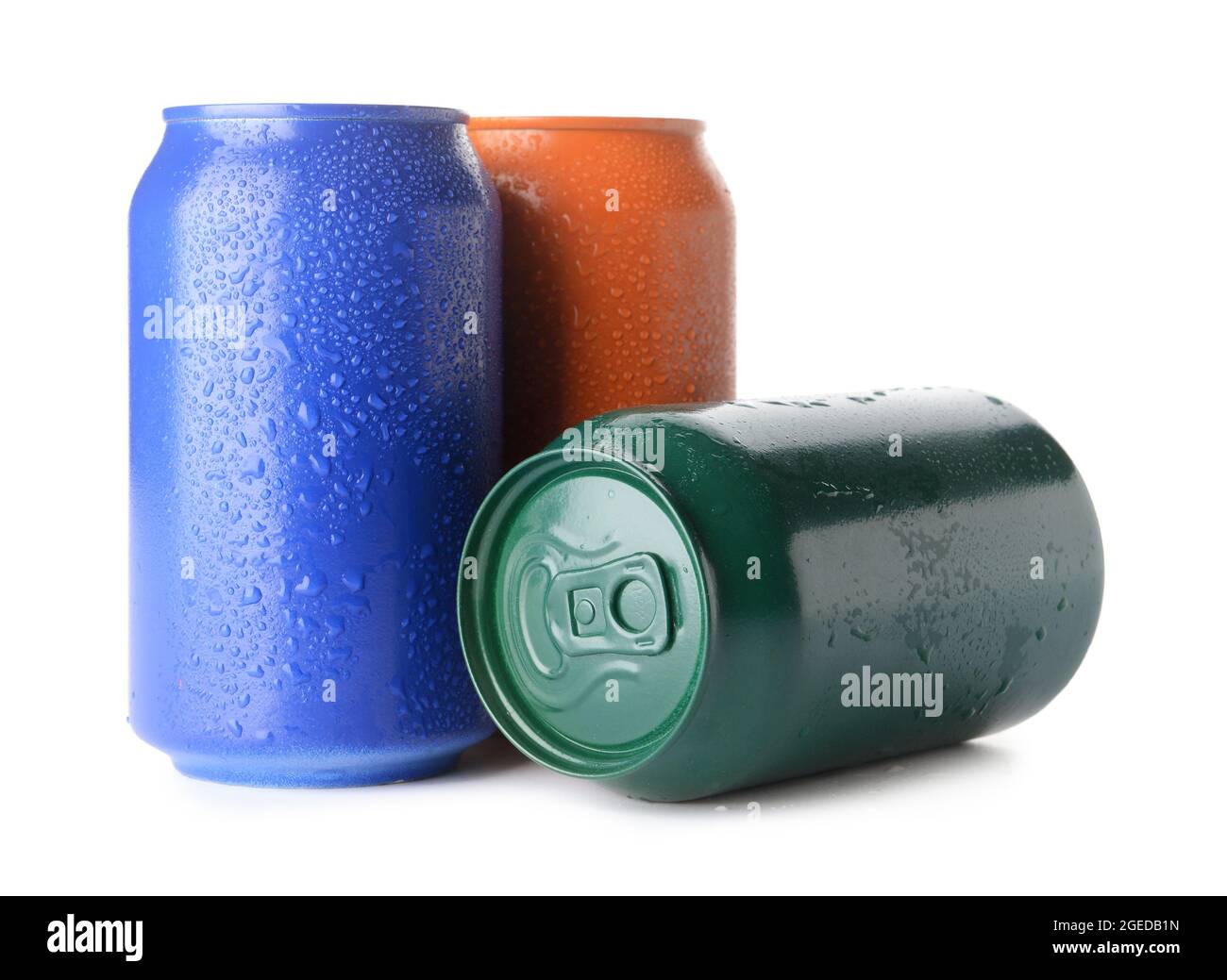 Cans of soda on white background Stock Photo - Alamy