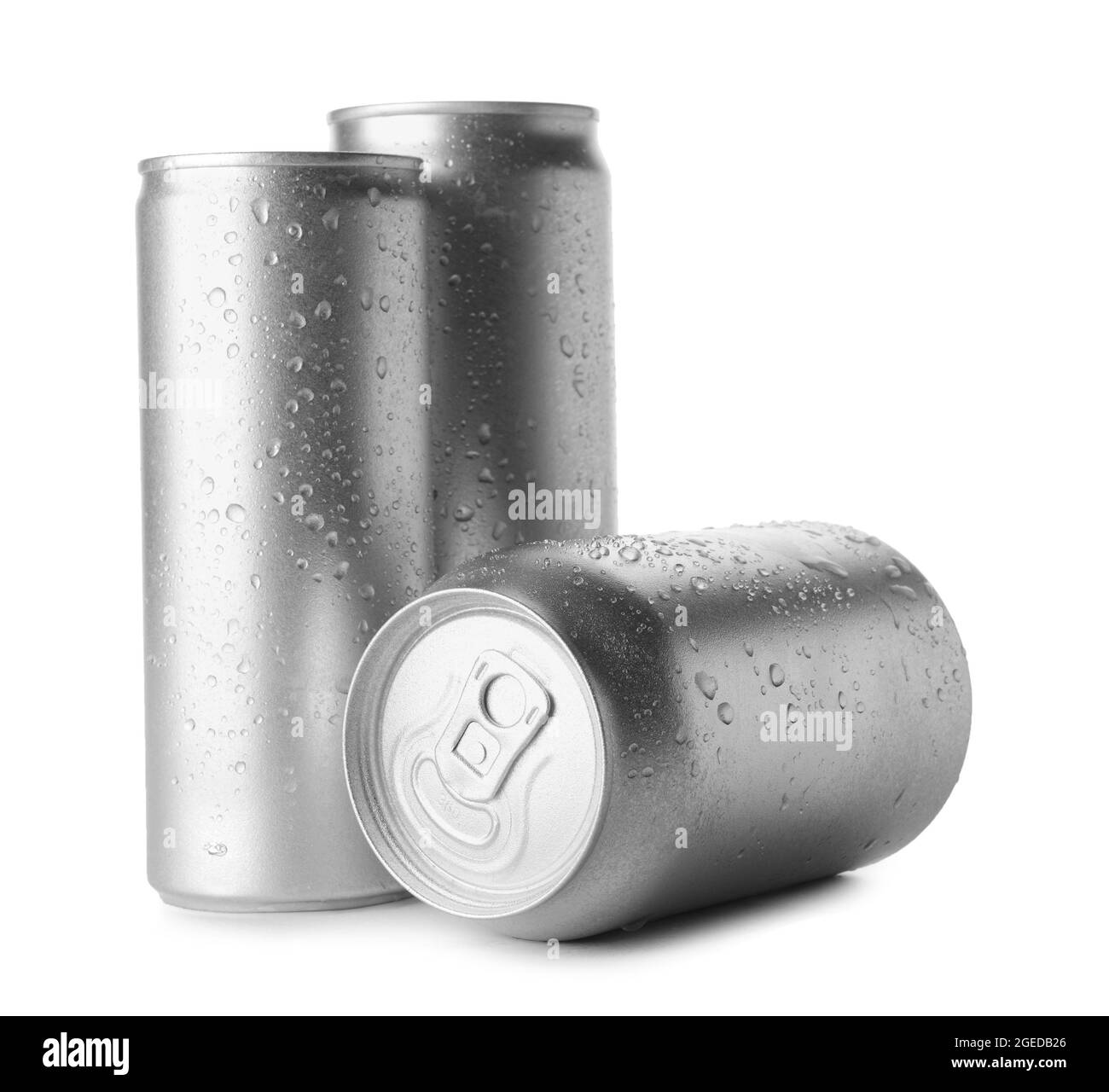 Cans of soda on white background Stock Photo - Alamy