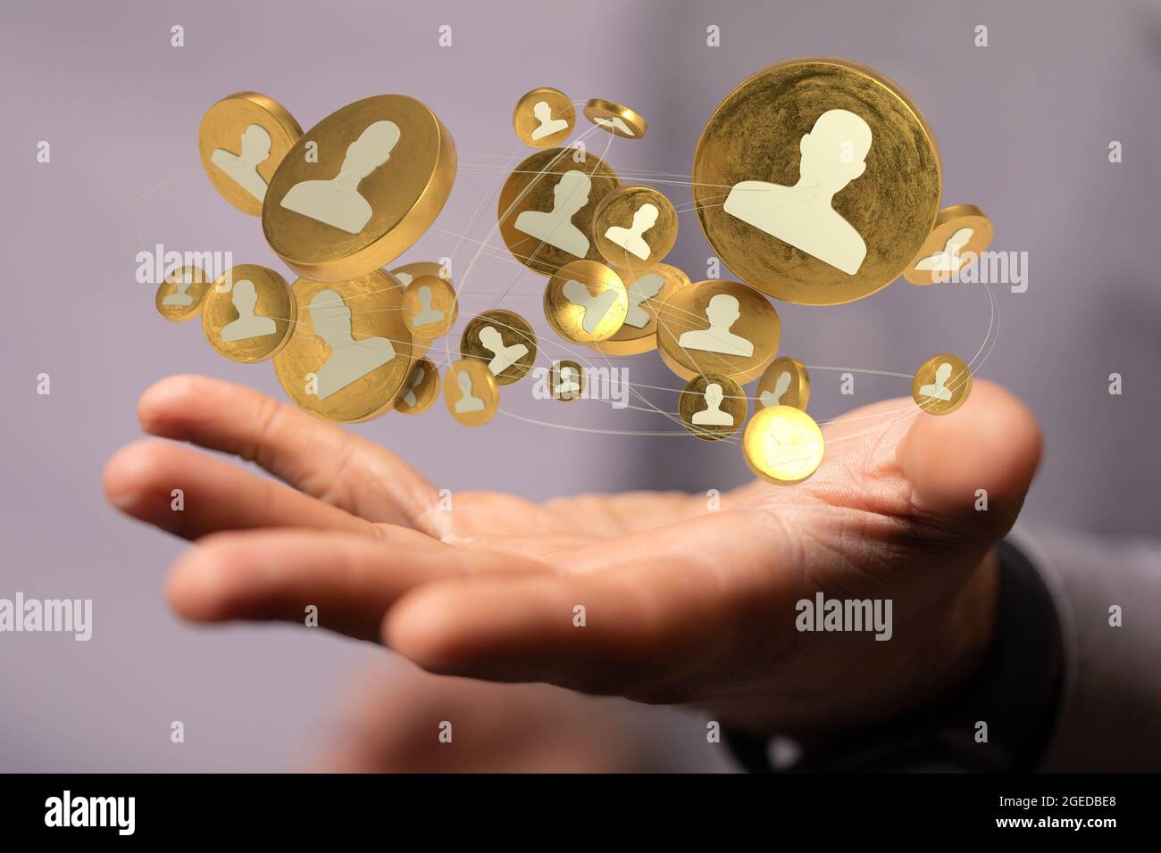Neural network concept. Connected cells with links. Stock Photo