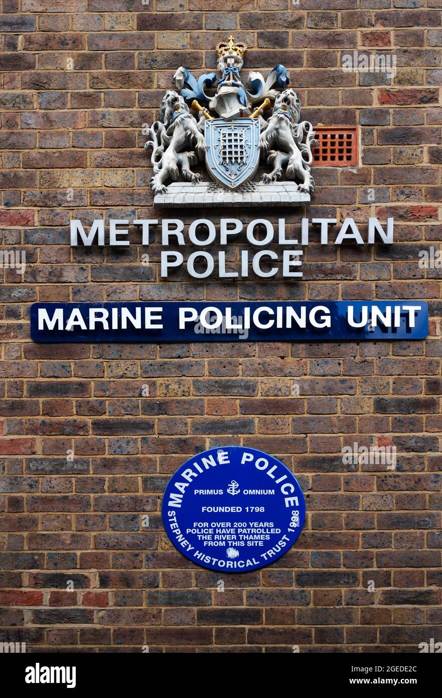 London England UK Metrpolitan Police Marine Policing Unit Wapping Photo Brian Harris 18 August 2021 The Marine Policing Unit (MPU) is the waterborne p Stock Photo