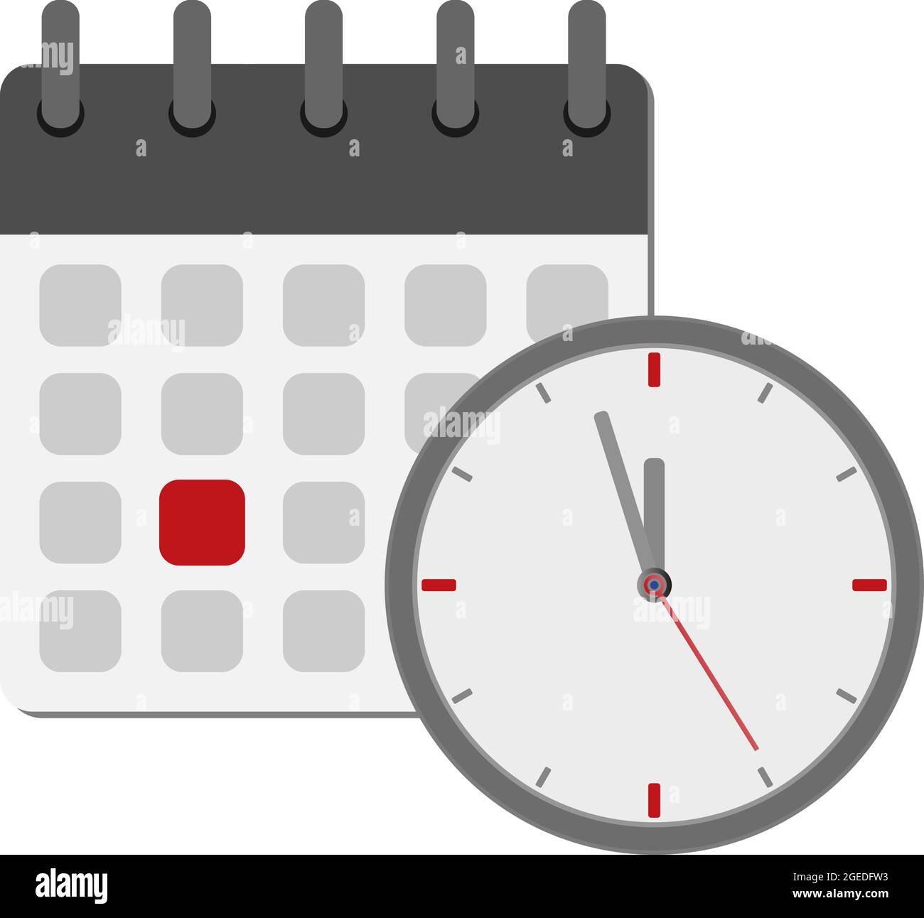 calendar and clock symbol, deadline concept, vector illustration Stock Vector