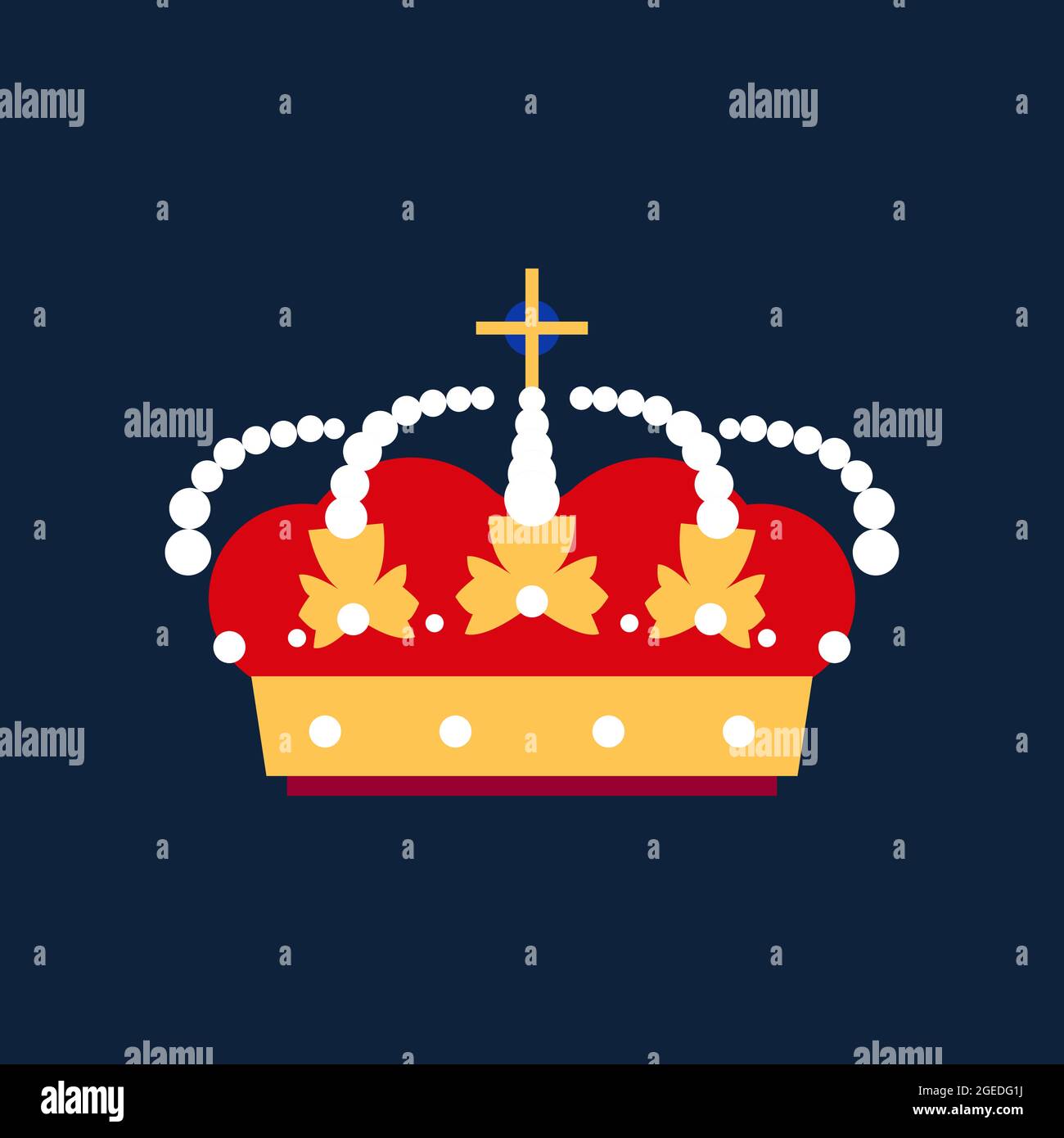 Gold King Crown Icon Vector Flat Cartoon Illustration Cartoon