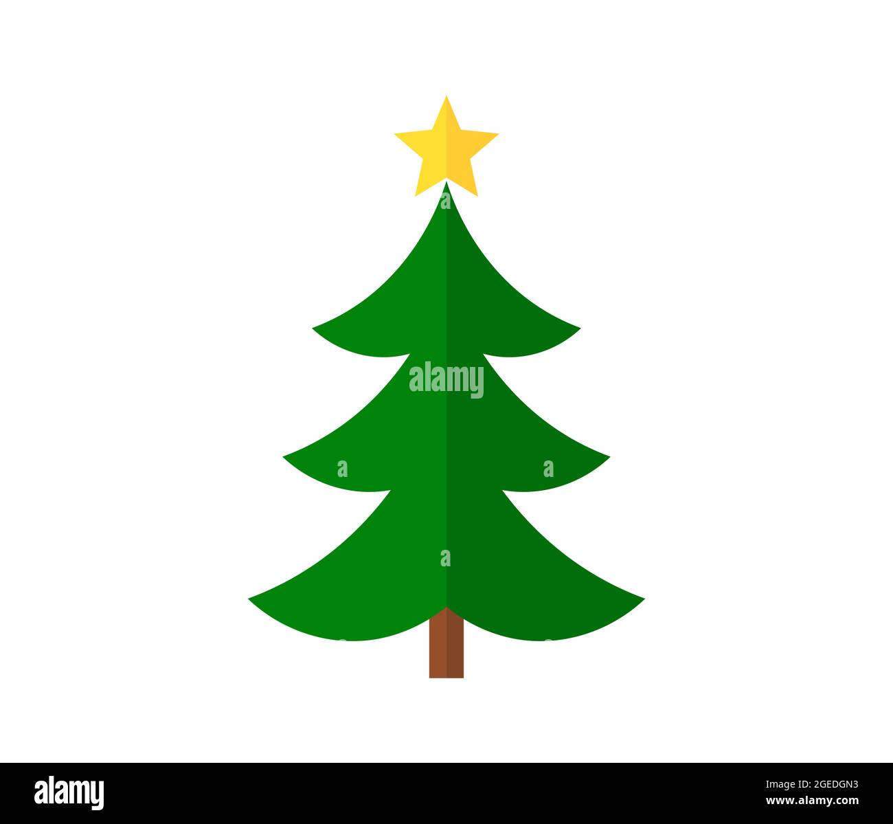 Green Christmas tree and star flat design icon. Vector illustration ...