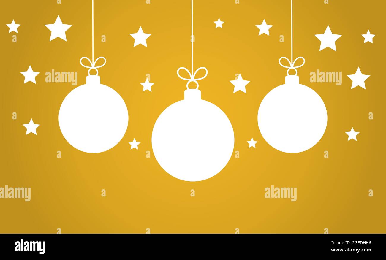 Gold color background with Christmas baubles ornaments. Vector ...