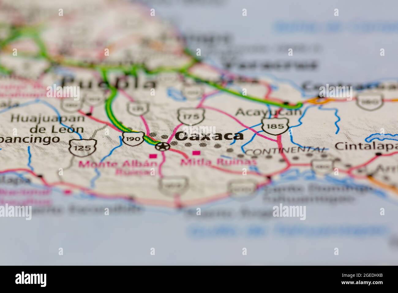 Oaxaca Mexico shown on a road map or Geography map Stock Photo Alamy